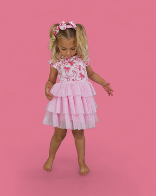 BOW CHECKERED CHARM DREAM CAP SLEEVE TUTU DRESS