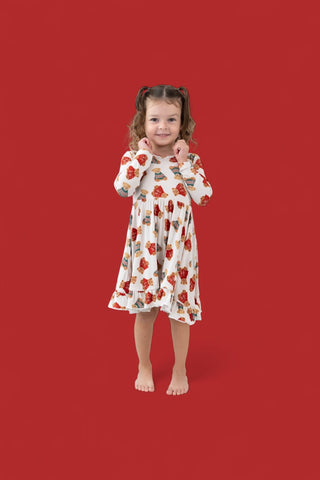 BEAR-Y COZY CHRISTMAS DREAM RUFFLE DRESS