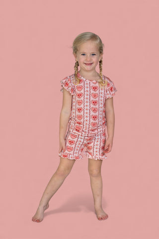 CANDY HEARTS DREAM RUFFLE SHORT SET