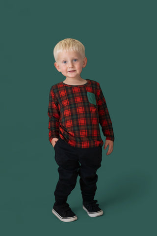 TARTAN CHEER DREAM LONG SLEEVE POCKET TEE