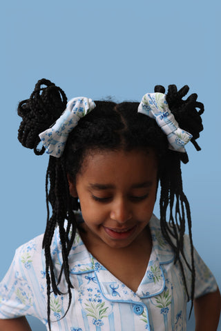 HEIRLOOM BLUE BLOOMS DREAM BOW HAIR CLIPS