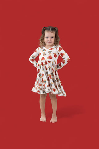 BEAR-Y COZY CHRISTMAS DREAM RUFFLE DRESS