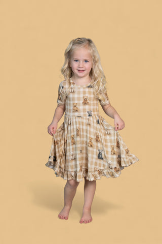 TEDDY CHECK DREAM RUFFLE DRESS
