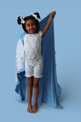 HEIRLOOM BLUE BLOOMS DREAM RUFFLE SHORT SET