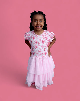 BOW CHECKERED CHARM DREAM CAP SLEEVE TUTU DRESS