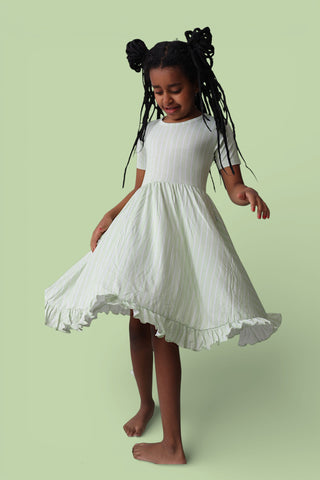 SPRINGTIME STRIPE DREAM RUFFLE DRESS