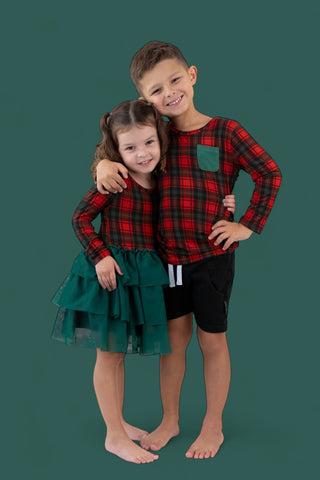 TARTAN CHEER DREAM LONG SLEEVE POCKET TEE