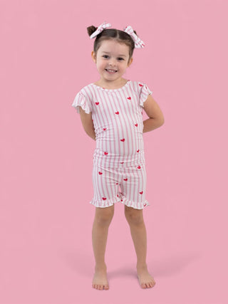 SWEETHEART STRIPES DREAM RUFFLE SHORT SET