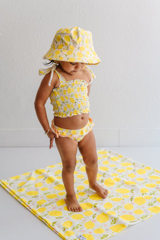 LEMON BLOSSOMS DREAM SMOCKED TANKINI TWO PIECE SWIM SUIT