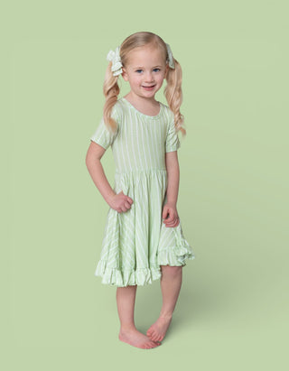 SPRINGTIME STRIPE DREAM RUFFLE DRESS