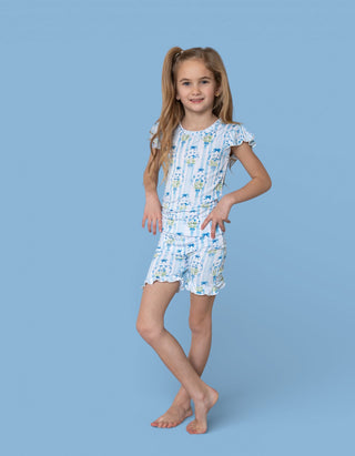 HEIRLOOM BLUE BLOOMS DREAM RUFFLE SHORT SET