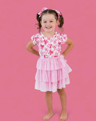 BOW CHECKERED CHARM DREAM CAP SLEEVE TUTU DRESS