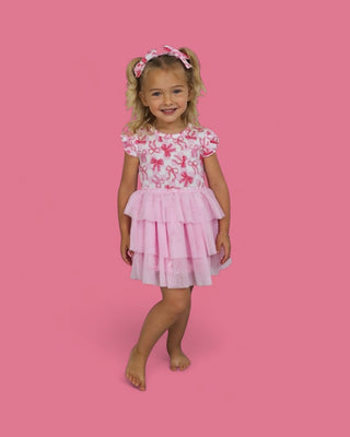 BOW CHECKERED CHARM DREAM CAP SLEEVE TUTU DRESS
