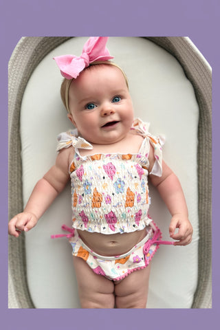 BEACH FOR DAISIES DREAM SMOCKED TANKINI TWO PIECE SWIM SUIT