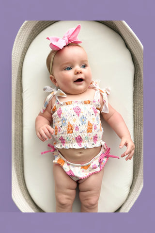 BEACH FOR DAISIES DREAM SMOCKED TANKINI TWO PIECE SWIM SUIT