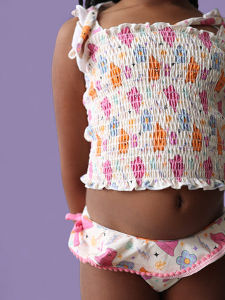 BEACH FOR DAISIES DREAM SMOCKED TANKINI TWO PIECE SWIM SUIT