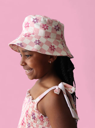 WAVY DAISY CHECKERS DREAM SMOCKED TANKINI TWO-PIECE SWIM SUIT