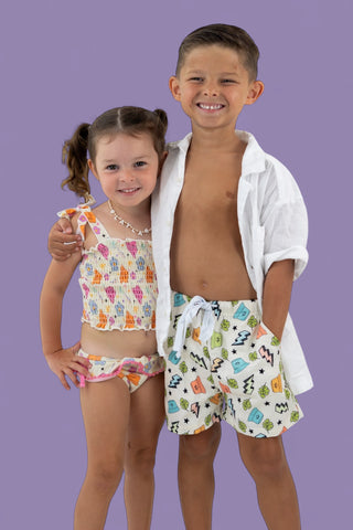 BEACH FOR DAISIES DREAM SMOCKED TANKINI TWO PIECE SWIM SUIT