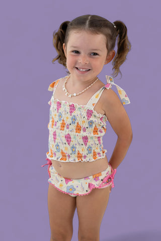 BEACH FOR DAISIES DREAM SMOCKED TANKINI TWO PIECE SWIM SUIT