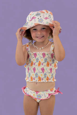 BEACH FOR DAISIES DREAM SMOCKED TANKINI TWO PIECE SWIM SUIT
