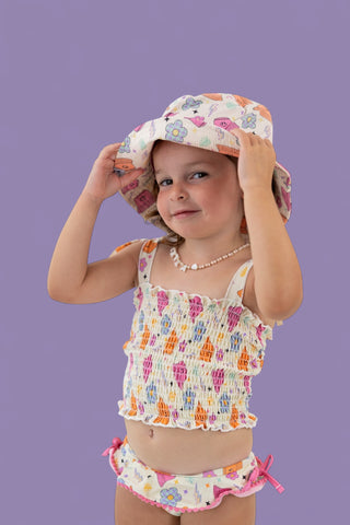 BEACH FOR DAISIES DREAM SMOCKED TANKINI TWO PIECE SWIM SUIT