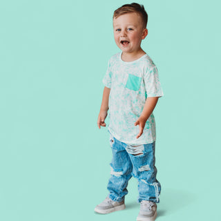 SEAFOAM TIE DYE DREAM POCKET TEE