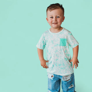 SEAFOAM TIE DYE DREAM POCKET TEE
