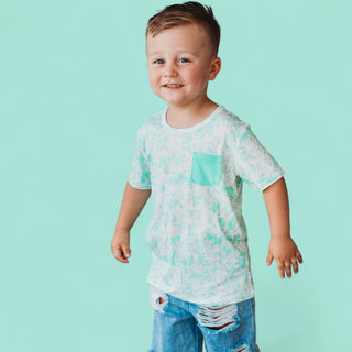 SEAFOAM TIE DYE DREAM POCKET TEE