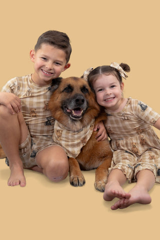 TEDDY CHECK DREAM DOG BANDANA