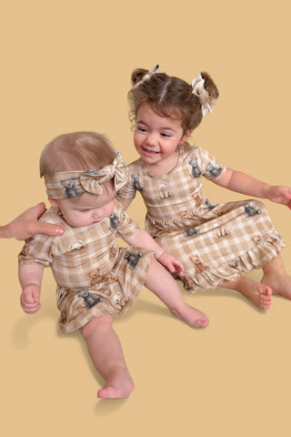 TEDDY CHECK DREAM RUFFLE DRESS