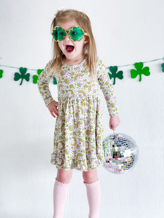 LUCK OF THE UNICORN DREAM LONG SLEEVE RUFFLE DRESS