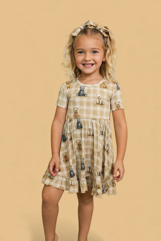 TEDDY CHECK DREAM RUFFLE DRESS