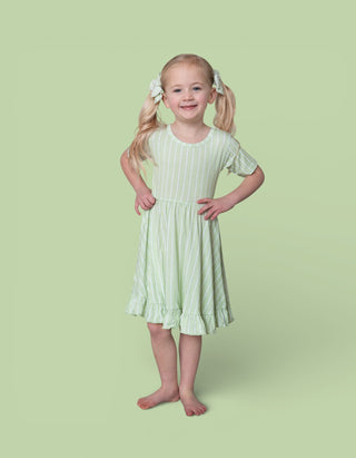 SPRINGTIME STRIPE DREAM RUFFLE DRESS