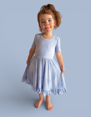 BLUE HAZE DREAM RUFFLE DRESS
