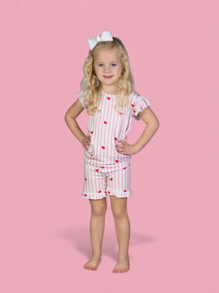 SWEETHEART STRIPES DREAM RUFFLE SHORT SET