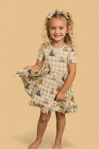 TEDDY CHECK DREAM RUFFLE DRESS