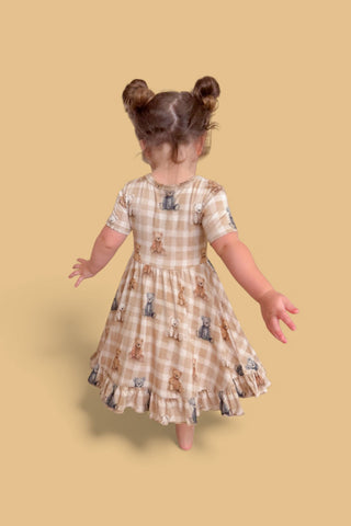 TEDDY CHECK DREAM RUFFLE DRESS