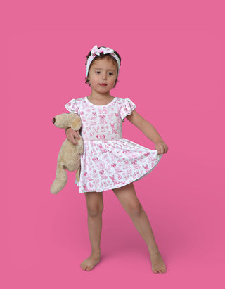PINK PUPPY TOILE DREAM CAP SLEEVE BODYSUIT DRESS