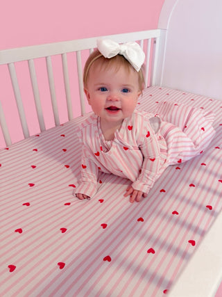 SWEETHEART STRIPES DREAM CRIB SHEET