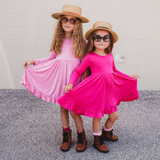 HOT PINK DREAM RUFFLE DRESS