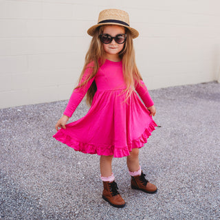 HOT PINK DREAM RUFFLE DRESS