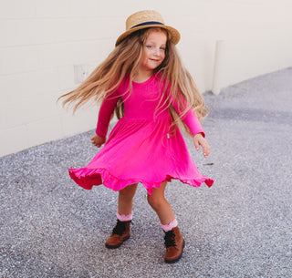 HOT PINK DREAM RUFFLE DRESS