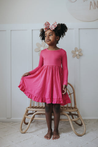 HOT PINK DREAM RUFFLE DRESS