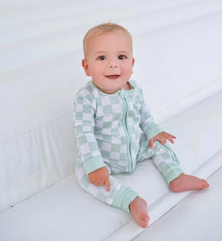 MINT CHECKERS DREAM ROMPER